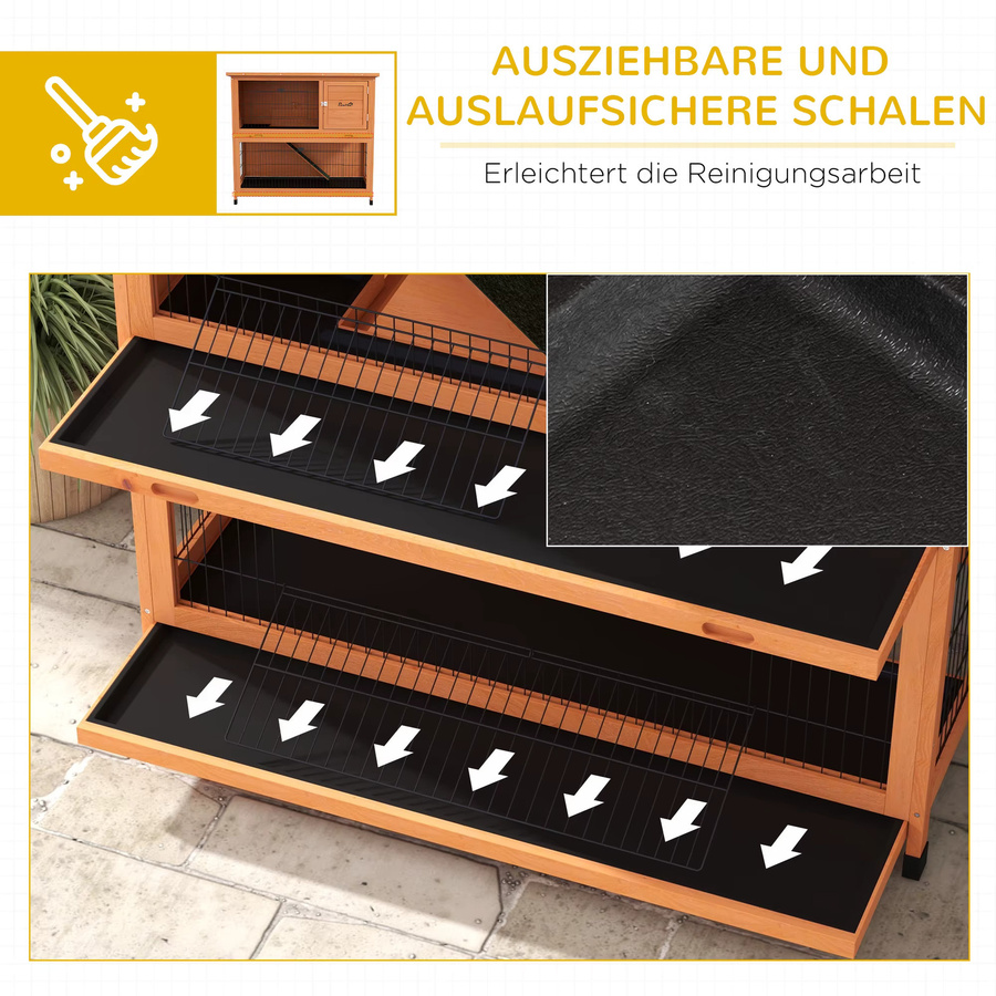 PawHut Kleintierstall aus Tannenholz und Stahl in Orange und Braun, B/T/H: 123 x 63 x 112 cm - Bild 5