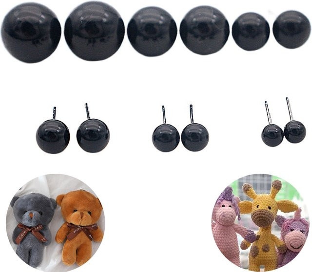 50-teiliges Set Kunststoff Puppen Augen, Schwarz, Tiere, Zubehör - Bild 1