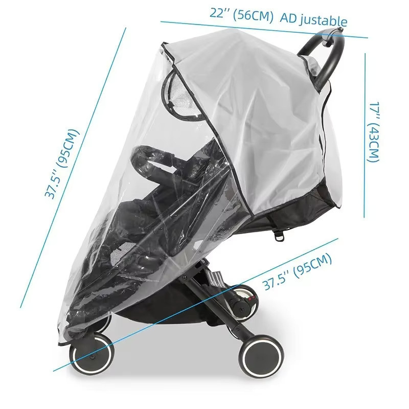Universelle Baby Kinderwagen Regen Abdeckung, transparente und winddichte Regenschutzhülle für Kinderwagen und Warenkorb - Bild 2