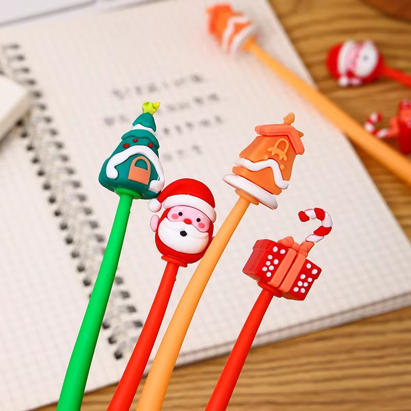 12 Stück Weihnachtsmann Gelschreiber Set mit schwarzer Tinte, 0,5 mm, Mehrfarbig - Bild 3