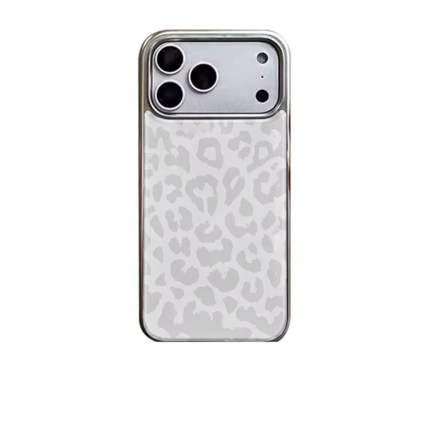 Leopardenmuster Handyhülle für iPhone 11 bis 16 Pro Max in Silber aus Epoxidharz und TPU - Bild 2