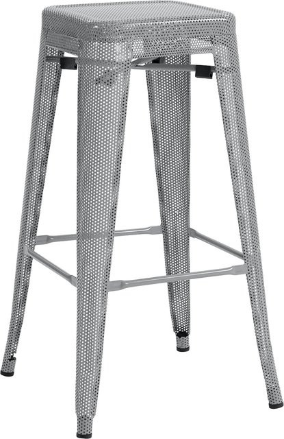 CLP Barhocker Fletcher Tresenhocker aus Metall in Silber, stapelbar mit Fußstütze und Bodenschonern, Sitzhöhe: 77 cm - Bild 1