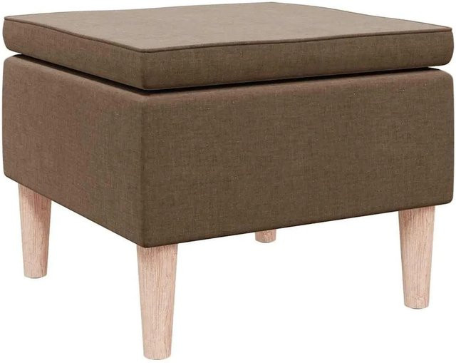 vidaXL Hocker in Braun mit Holzbeinen aus Kautschukbaumholz und Stoffbezug B: 42,0 cm, T: 42,0 cm, H: 52,0 cm - Bild 1