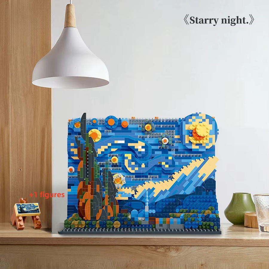 yaafun DIY Kreative Kunst Van Gogh Die Sternennacht Die Große Welle von Kanagawa, Micro Bausteine - Bild 2