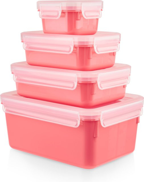 EMSA Clip & Close Color Edition Frischhaltedosen-Set, 4er-Set, Koralle/Transparent/Pink - Bild 1