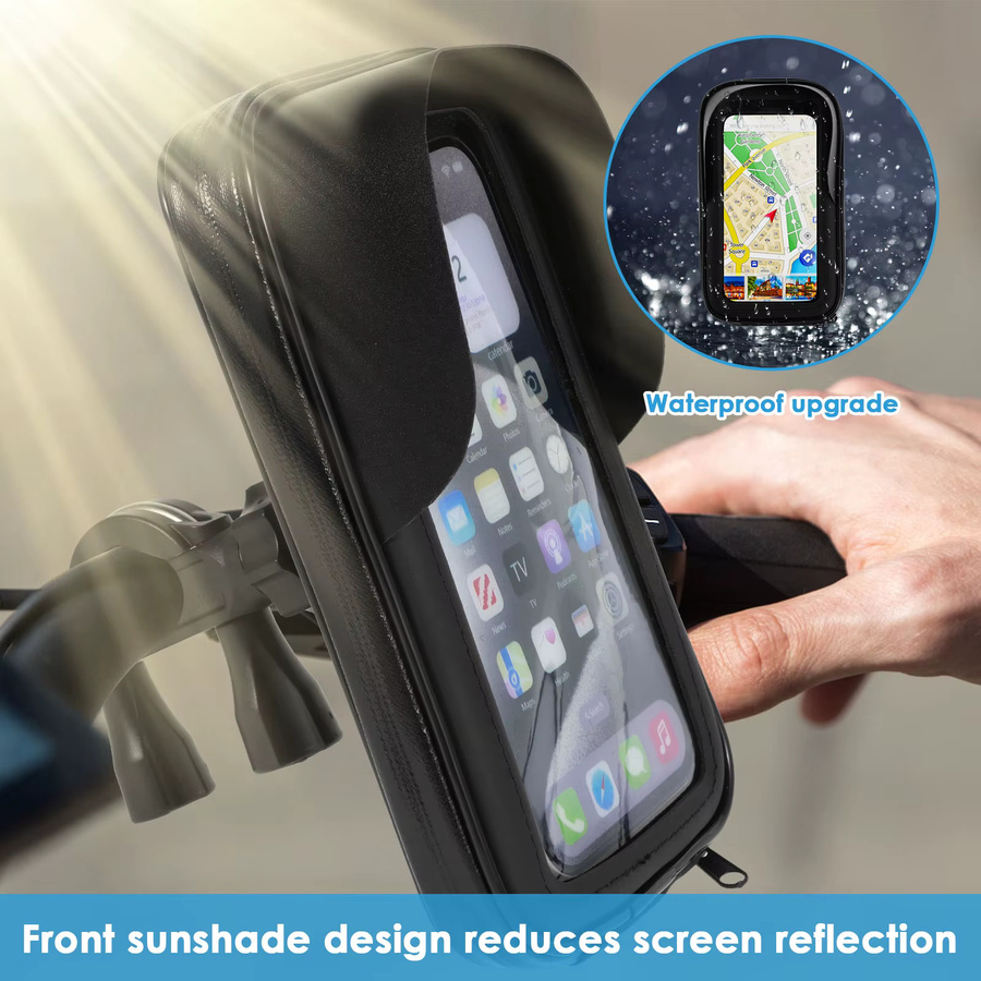 BRYNTHORX Wasserdichte Fahrrad-Handyhalterung als Lenkertasche mit 360 Grad Drehung in Schwarz für iPhone Xiaomi Huawei und weitere Smartphones - Bild 3