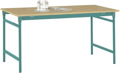 Manuflex Beistelltisch BASIS stationär mit Multiplex-Tischplatte in Wasserblau RAL 5021, B/T/H: 125 x 80 x 78 cm - Bild 1
