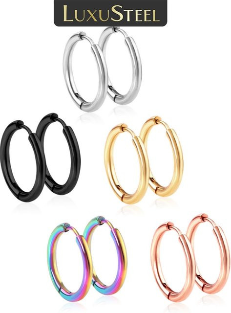 LUXUSTEEL Ohrringe Edelstahl, Silber, Damen, 8 mm - Bild 1