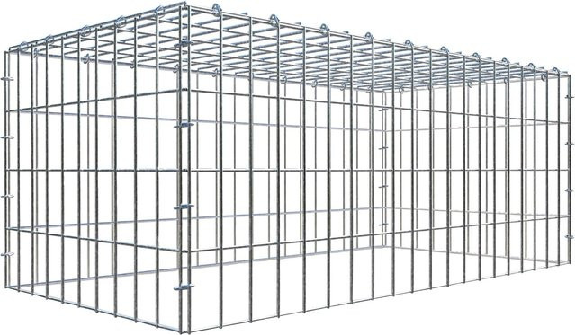 Gabiona C-Ring Anbaukorb Typ 3 in Silbergrau, B/T/H: 40 x 100 x 50 cm, Maschenweite 5 x 10 cm - Bild 1