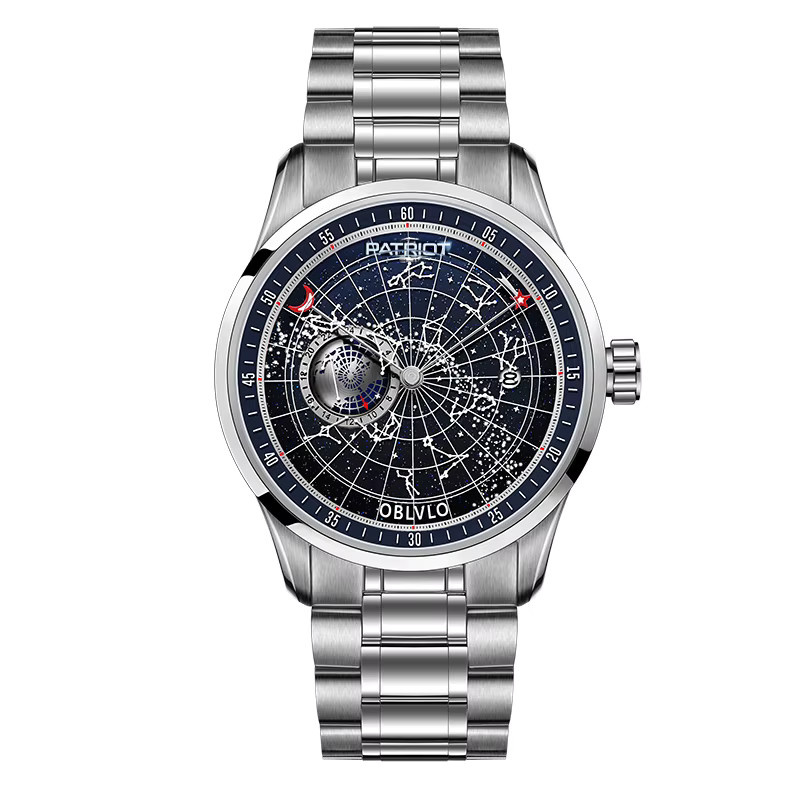 Patriot Automatik-Armbanduhr Edelstahl, Blau, Herren - Bild 5