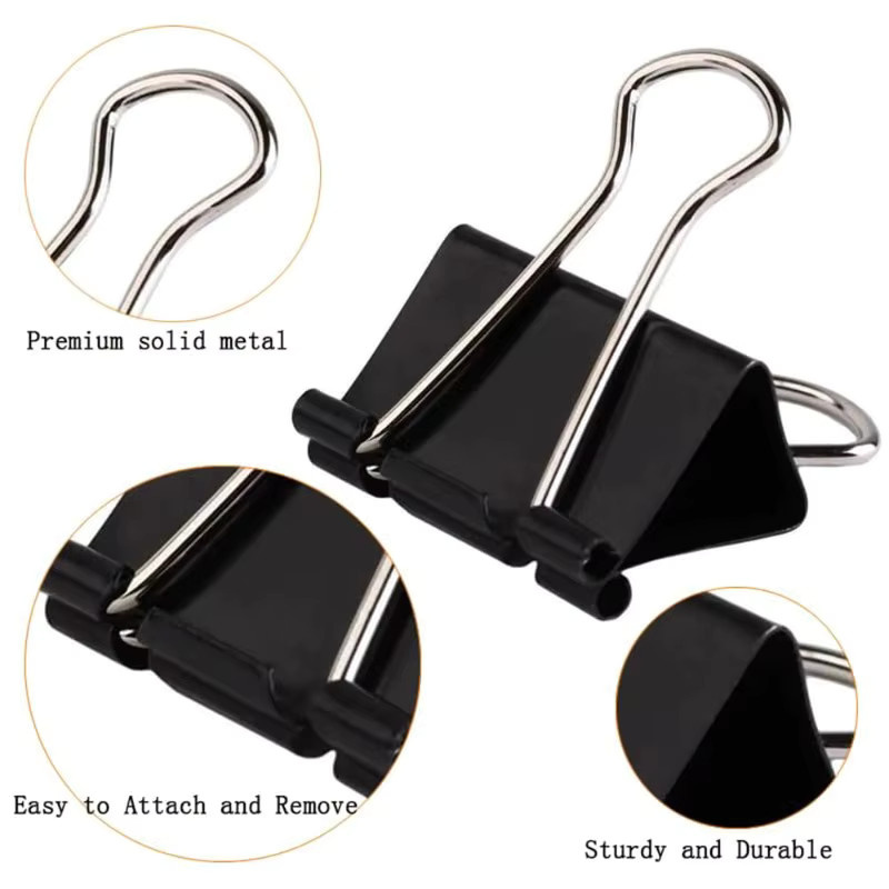 Extra große Binderclips aus Metall in Schwarz, 50 mm und 60 mm für Büro und Haushalt - Bild 2