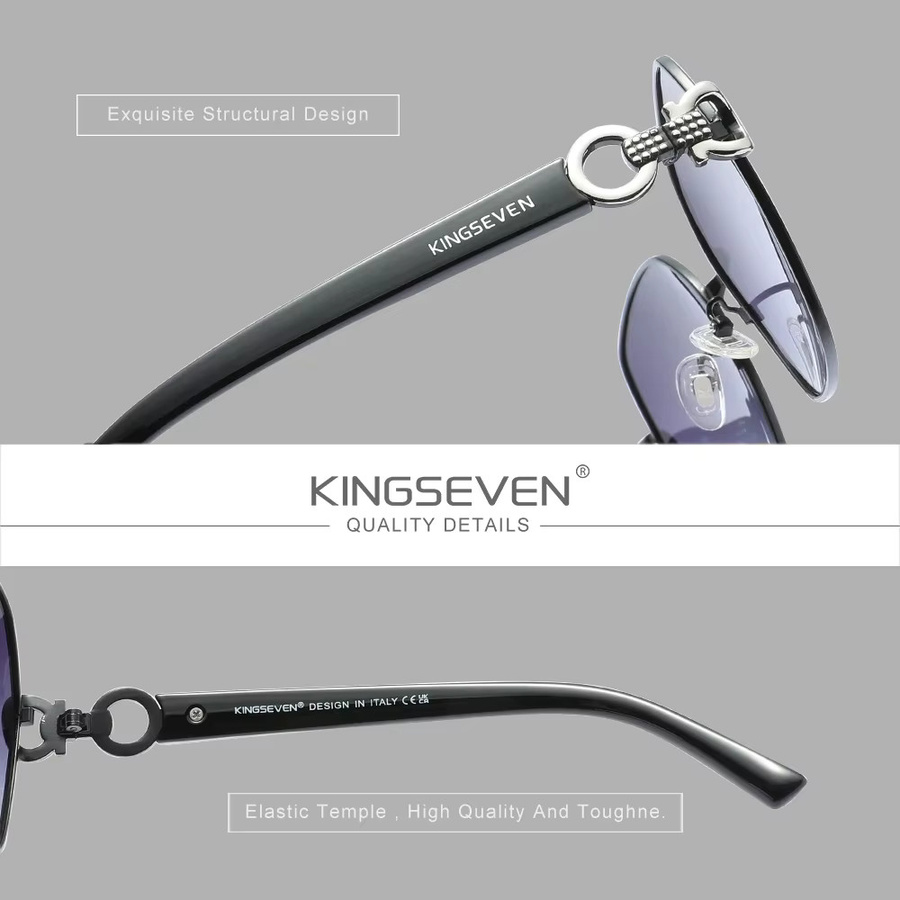 KINGSEVEN Sonnenbrille, Damen, Quadrat, schwarz, polarisiert - Bild 2