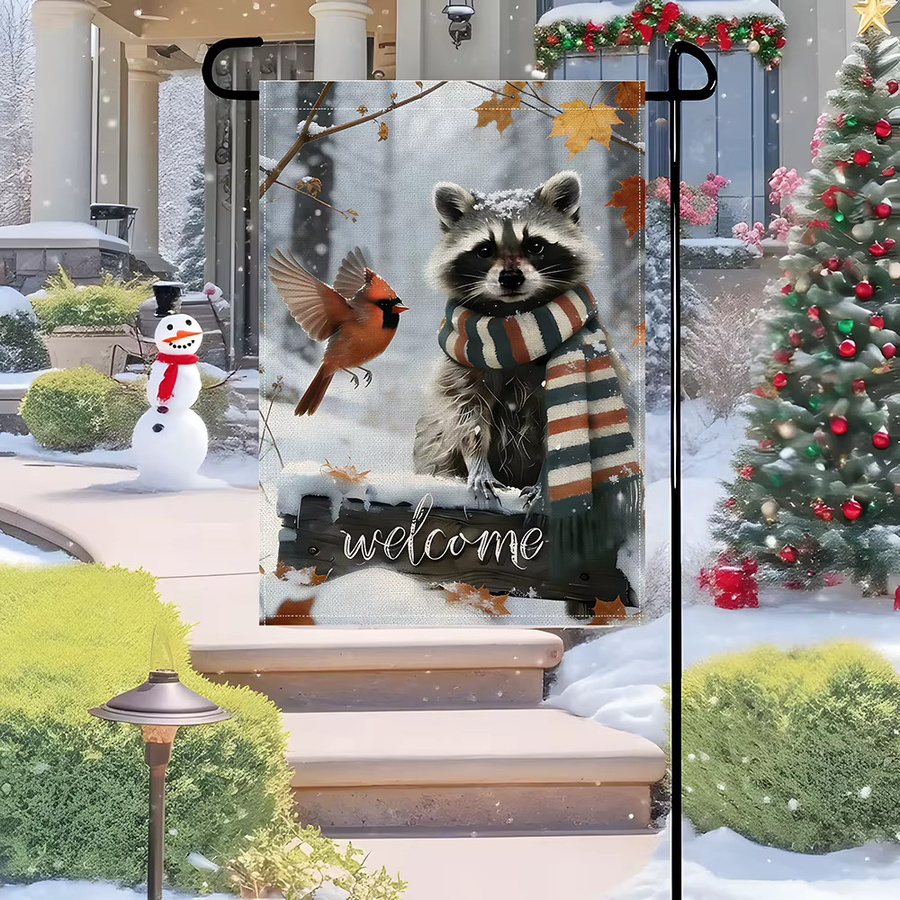 RoarGosh Gartenflagge mit Waschbär-Design im Wintermotiv, Mehrfarbig, B/H: 45 x 30 cm - Bild 4