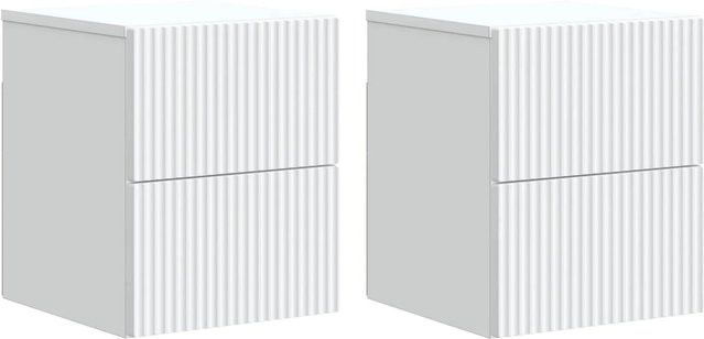 vidaXL Wandmontierter Nachttisch im Vintage-Stil, 2er-Set, Weiß, B/T/H: 33 x 34,5 x 40 cm - Bild 1