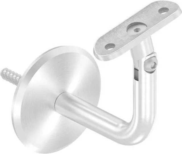 FeNau Handlaufhalter aus Edelstahl in Silber, Rund, mit Gelenk zum Anschrauben, Durchmesser: 42,4 mm, Wandabstand: 85 mm - Bild 1