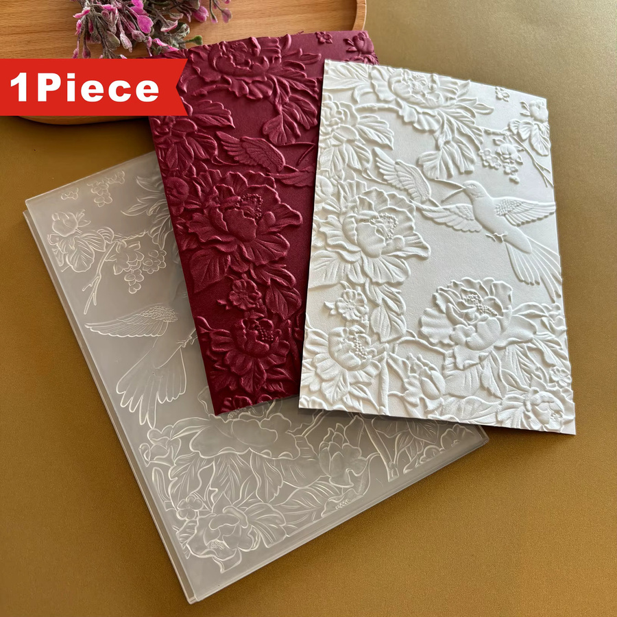 DIY-Sammelalbum Ordner mit 3D-Prägung Textur Bunte Blumen und Vögel in Multicolour - Bild 1