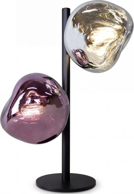 Moderne Tischlampe von Licht-Erlebnisse aus Glas und Aluminium, 2-flammig mit E14 Fassung, Schwarz und Weiß, Höhe: 40 cm - Bild 1