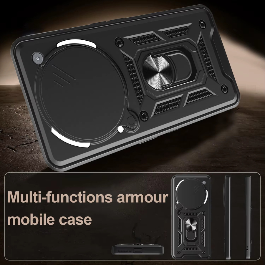 Silikon Handyhülle mit Linsenschutz und Armor Ringhalter für Nothing CMF Phone 1, 2 Pro, 3A Lite, 4A Pro und 2A Plus - Bild 1