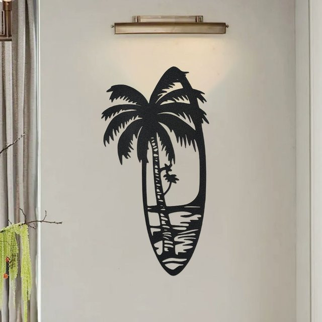 DDPNKL Wandkunst-Dekoration Palmen aus schwarzem Metall zur Wandmontage - Bild 1
