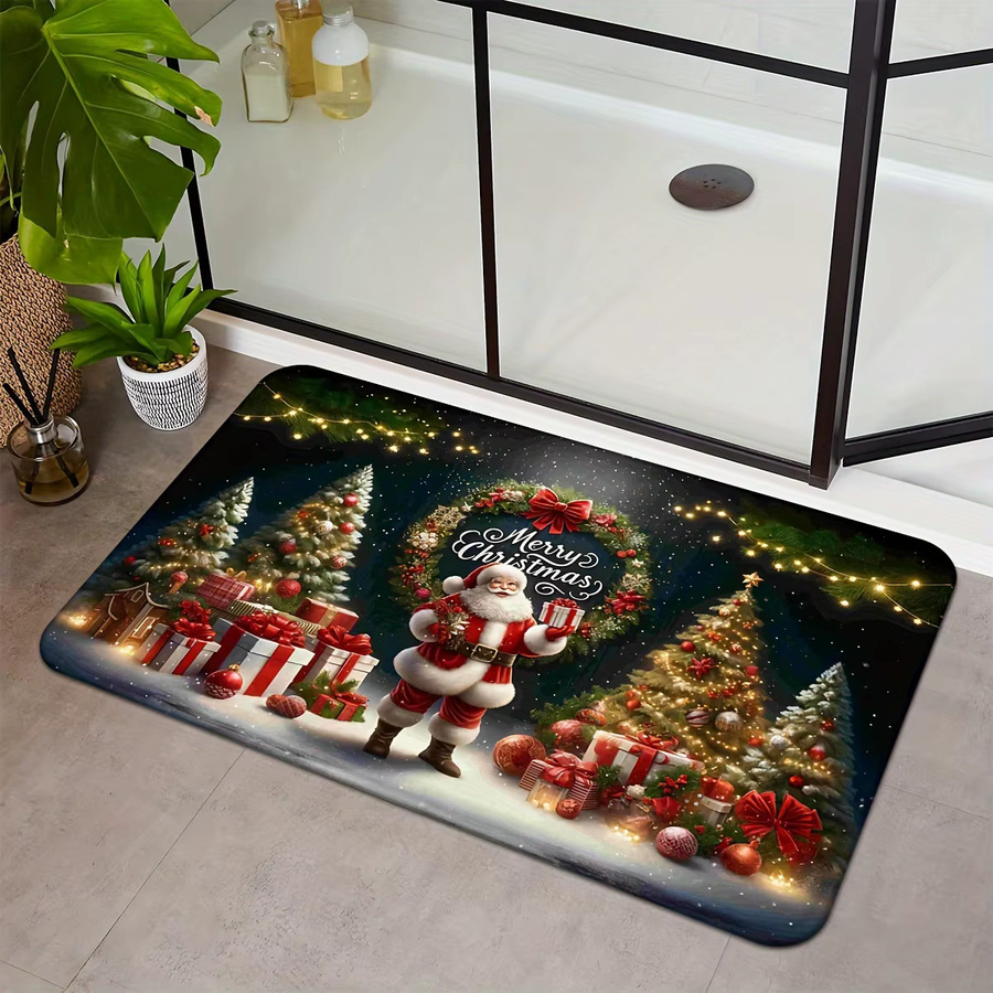 VIKAMA Weihnachtsmann Teppich als weiche Bodenmatte für Wohnzimmer, Schlafzimmer und Flur, mehrfarbig, rechteckig - Bild 3