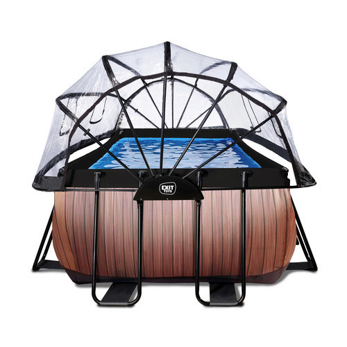 EXIT Wood Pool Rahmenpool Braun B: 540 cm, T: 250 cm, H: 100 cm mit Sandfilterpumpe, Abdeckung, Wärmepumpe und Poolleiter - Bild 2