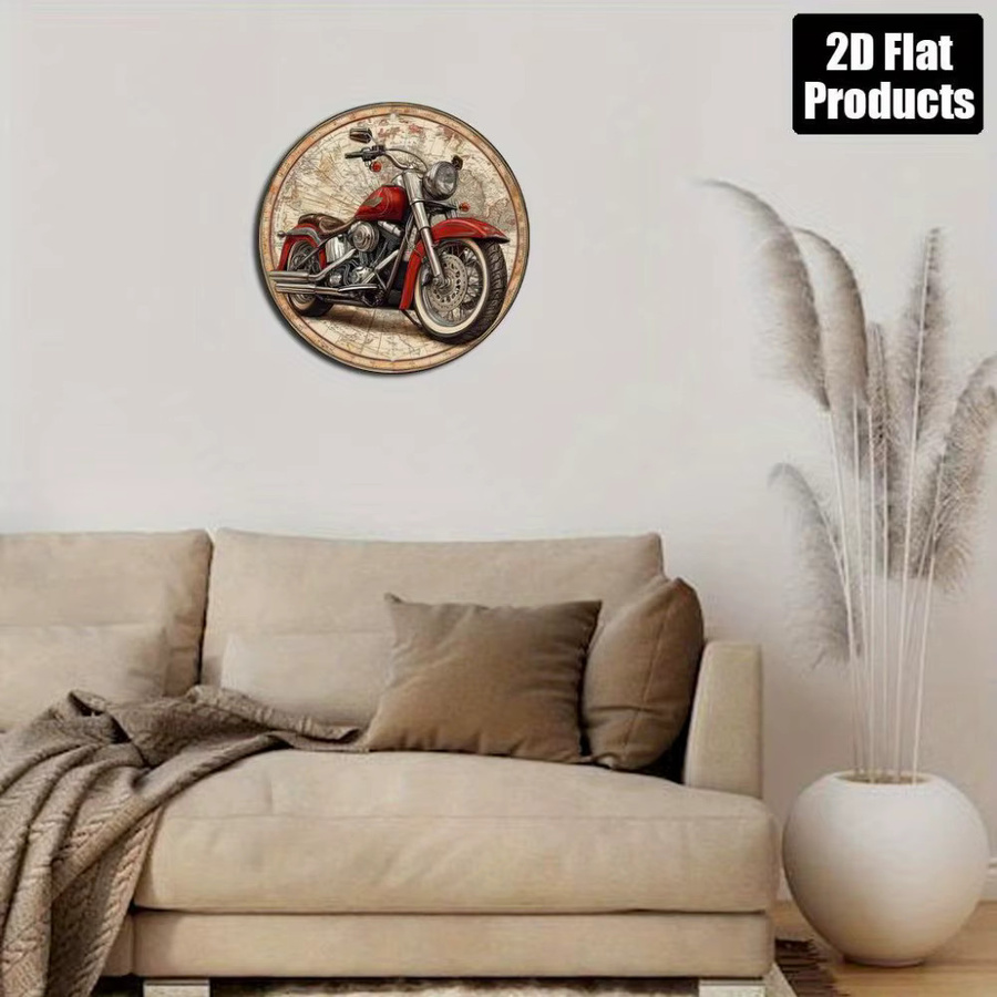 Hello Young Davidson Vintage Motorrad-Wandkunst aus Aluminium mit antikem Karten-Design, B/B: 20,3 x 20,3 cm - Bild 3