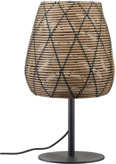 PR Home Außen Tischleuchte Agnar Lollo in Grau mit Rattan-Optik, B/T/H: 38 x 71 x 71 cm - Bild 1