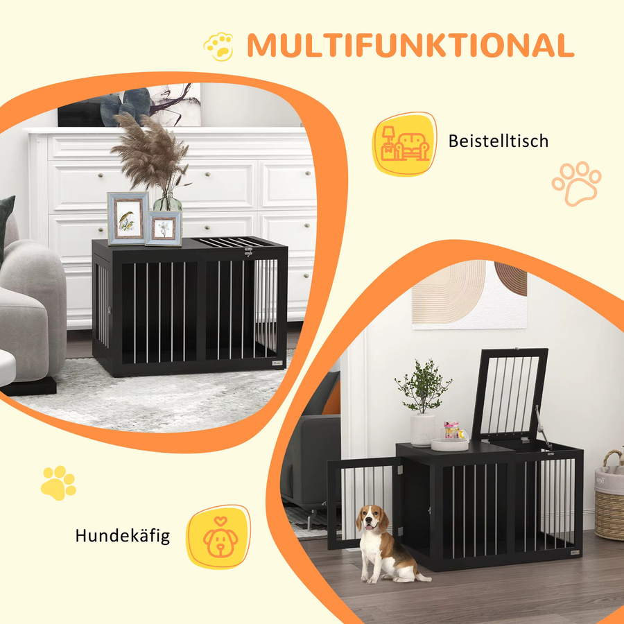 PawHut Hundekäfig als Möbelstück für mittelgroße Hunde, Grau, B/H/T: 50 x 80 x 56,5 cm - Bild 4