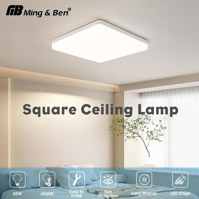 MING&BEN Moderne quadratische LED-Deckenleuchte in Weiß mit kaltweißem Licht, 45 W - Bild 1