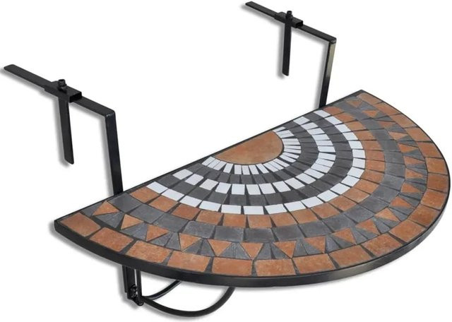 vidaXL Balkonhängetisch mit Mosaik aus Keramik in Terracotta und Weiß - Bild 1