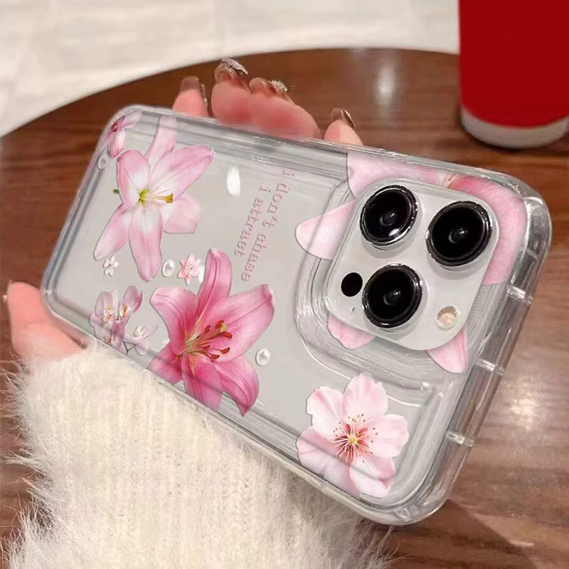 Transparente TPU-Handyhülle mit Blumenmuster für iPhone 11 bis iPhone 17 Pro Max, stoßfestes Cover - Bild 4