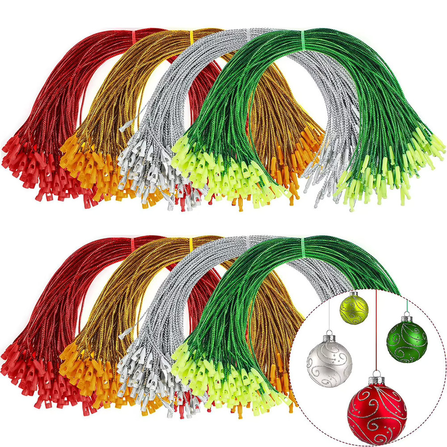 VIBRATITE 100 Stück Weihnachtsornamente Aufhänger in Rot, vorgeschnittene Hängeschnüre für Christbaumschmuck und Partydekoration - Bild 5