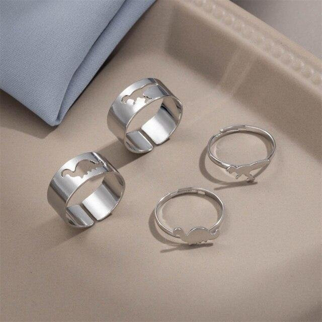 Allbestart Ringe Set, Dinosaurier, Silber, Zinklegierung, Unisex - Bild 1
