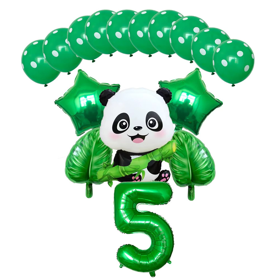 LQZZY Cartoon Panda Tier Ballon Set in Grün für Kinder Geburtstag und Baby Shower Dekoration, 81,28 cm - Bild 1
