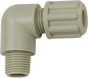 Riegler Winkel-Einschraubverschraubung G 1/2 a. für 6/8 mm Schlauch aus PP in Weiß - Bild 1