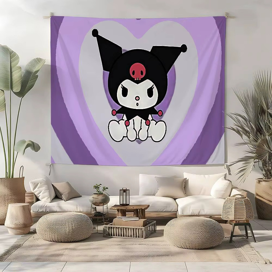Mesuca Wandteppich Kuromi Design in Lila, moderner Textil-Wandbehang mit Fotodruck, rechteckig - Bild 3