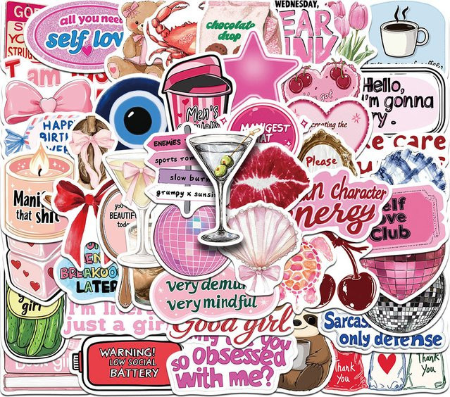 Charile Y2K Rosa Mädchen Ästhetische Aufkleber, Sticker-Aufkleber, pink - Bild 1