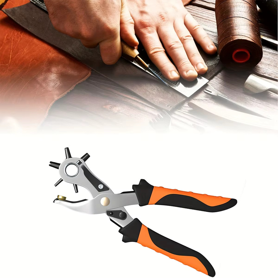 Professionelles Locherwerkzeug für Leder, Gürtel und Uhrenarmbänder in Orange - Bild 2