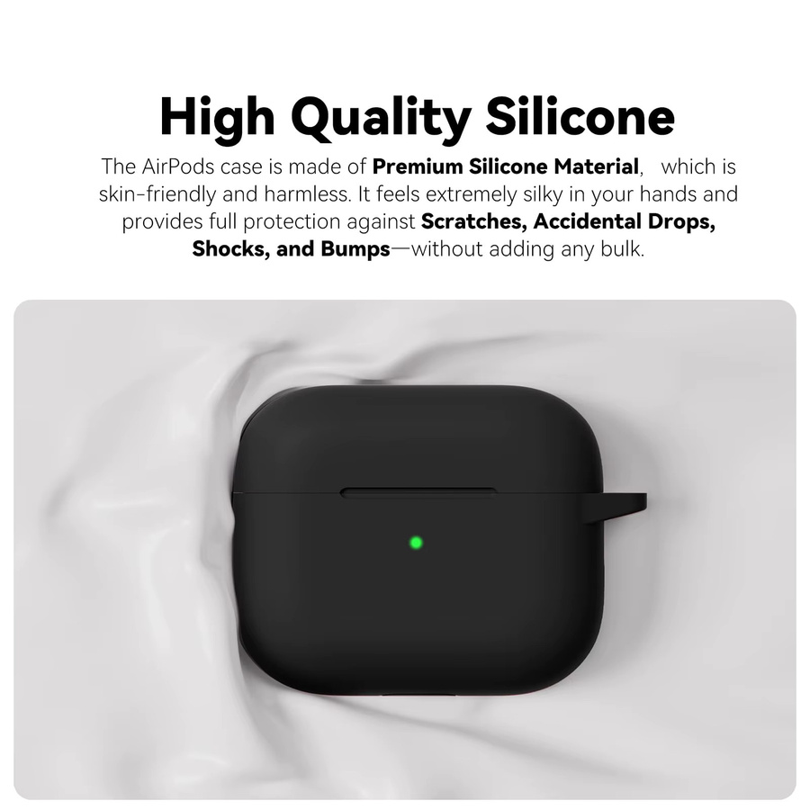 Apple AirPods Pro 3 Schutzhülle aus weichem Silikon mit Reinigungsset und Schlüsselanhänger in Schwarz oder Transparent - Bild 4