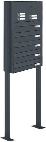 AL Briefkasten für 5 Parteien, grau, B/H/T: 46,5 x 170 x 27,5 cm - Bild 1