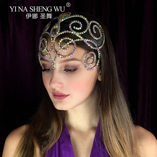 YI NA SHENG WU Kopfschmuck, Stirnband, Gold, Bunt, Kristall, Damen - Bild 1