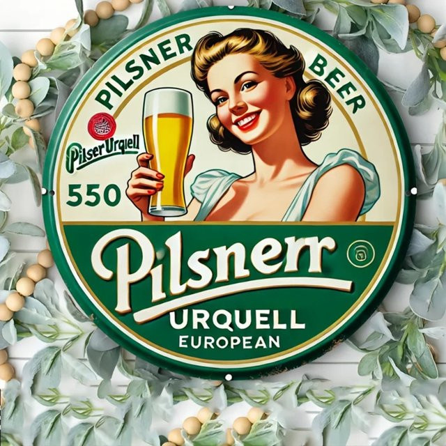 Pilsner Urquell Vintage Blechschild CIFBUY Retro Aluminium Wandkunst B/H: 20,32 x 20,32 cm Multicolour - Bild 1