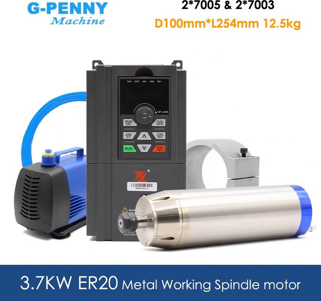 G-Penny Metallbearbeitungsspindelsatz mit 3,7 kW Leistung, Wechselrichter und Pumpe für die Bearbeitung von Stahl, Kupfer und Eisen, 12000 bis 24000 U/min - Bild 1