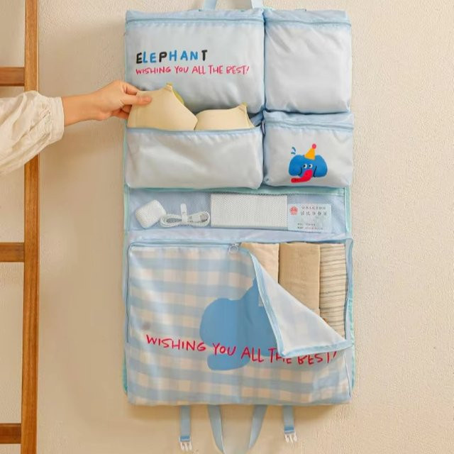 6-in-1 Reise-Aufbewahrungstasche für Kleidung von buyyes, blau, faltbare Koffer-Organisator-Tasche - Bild 1