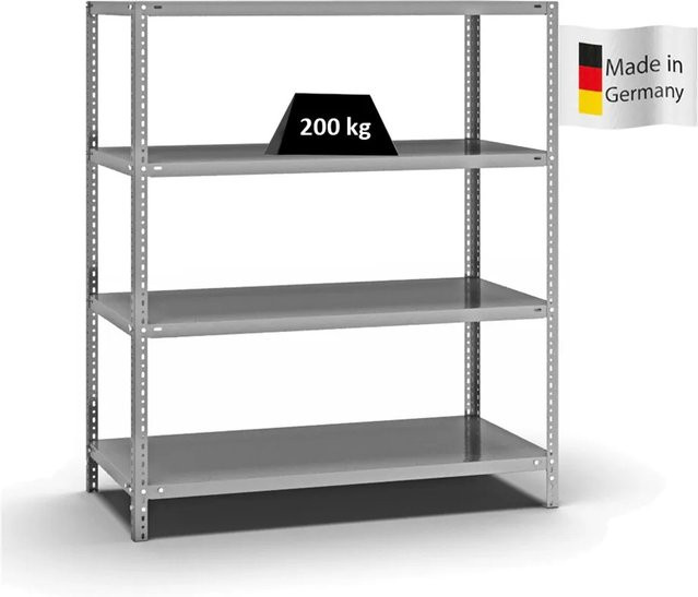 PROREGAL Fachbodenregal Medium-Duty Grundregal verzinkt, H x B x T: 150 x 130 x 60 cm, 4 Ebenen, beidseitig nutzbar, silber - Bild 1