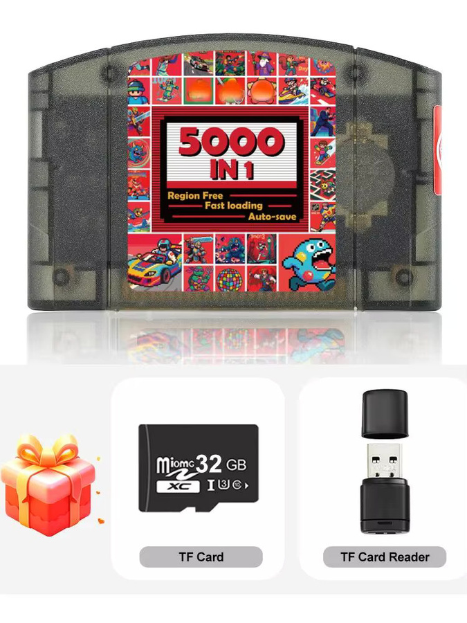 Ultiretro N64-Spielkassette mit 5000-in-1-Spielen und 32GB TF-Karte für Nintendo 64, 64DD, SNES und GB, Weiß - Bild 5