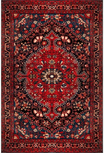 BC-Warm Home Teppich in Rot-Blau, maschinenwaschbarer Vintage-Teppich im orientalischen Boho-Stil, B: 160 cm, T: 230 cm - Bild 1