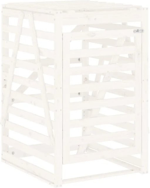 DELUKE Mülltonnenbox BOUMI aus Kiefernholz in Weiß für 1 Tonne, B/T/H: 84 x 90 x 128,5 cm - Bild 1