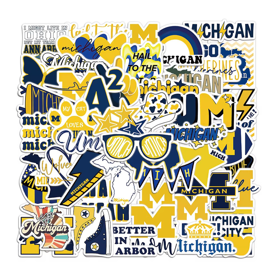 50 wasserfeste Aufkleber der Universität Michigan in Multicolor für Laptop, Tassen und Skateboards - Bild 2