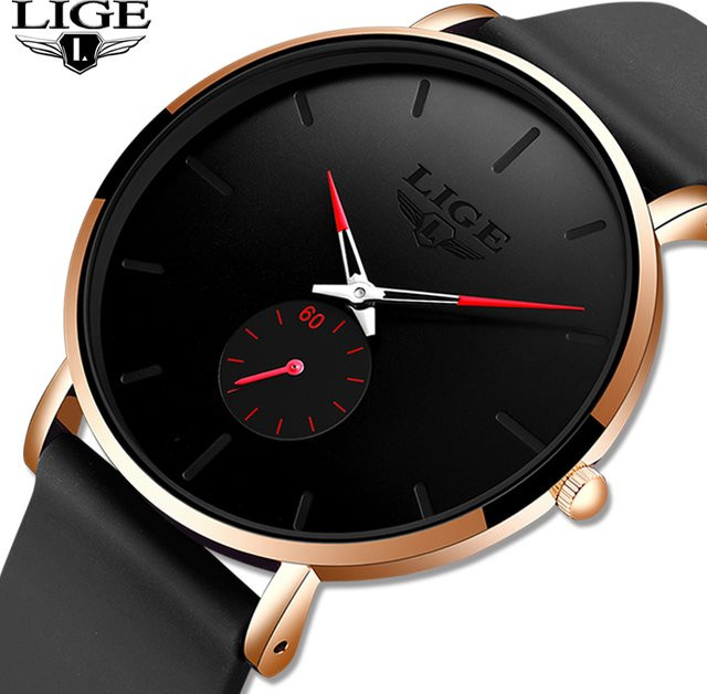 LIGE Armbanduhr Quarz, Schwarz, Roségold, Herren - Bild 1